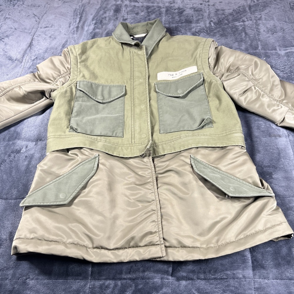 Rag & Bone Green Detachable Sleeves Military Women's Jacket Size S‎